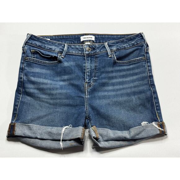 True Religion Pants - True Religion Women’s Jayde Mid Rise Classic Cuffed Denim Shorts - Size 32x3.5
